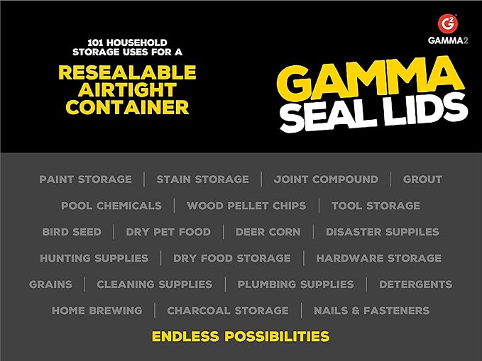 Gamma2 Seal Lid - Pet Food Storage Container Lids - Fits 3.5, 5, 6, & 7 Gallon Buckets, White, 4122E, Made in USA, Fits a 3.5 to 7 Gallon Bucket