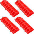 4 Plastic Flip Top Bird Small Poultry Feeder for Pigeon Chicken Small Poultry Feeder Duckling Quail Drinker No Mess No Waste Multihole Birds Feeding Dish Dispenser(Red)