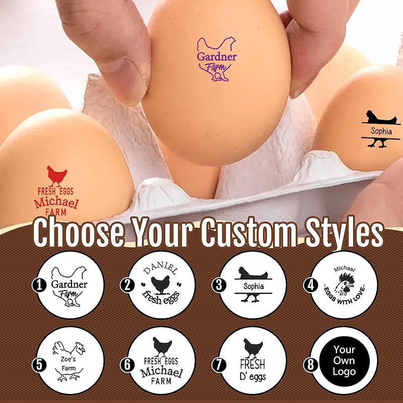 Personalized Egg Stamp with Metal Storage Case, Custom Text and Logo, Reusable Farm Egg Stamp, Chicken Coop Gifts, Fresh Egg Stamp, Birthday Gifts for Farmer, Breeder, Chicken Owners
