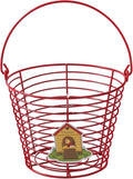 Colorful Metal Mesh Wire Egg Collecting Basket with Handle Portable Garden Vegetable Fruit Storage Lightweight Hanging Collector for Farmhouse Gathering Kitchen Picnic (Red, Normal - 8")