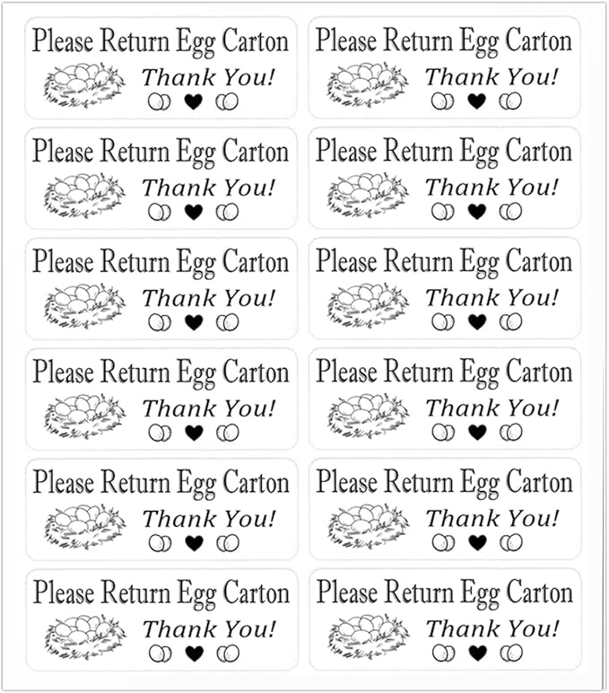 Please Return Egg Carton Labels Tags,1 x 2.65 Inch Self Adhesive Farm Fresh Eggs Carton Stickers for Packaging Box Container Carton Farm Supplies (480 pcs)
