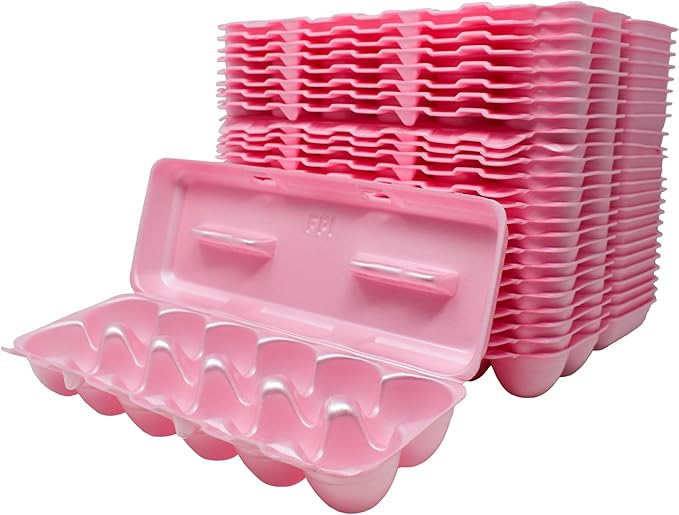 Foam Egg Cartons 25 Pack – Pink – Made in USA – Reusable 12-Egg Cartons for Chicken Eggs