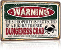 Vintage Dungeness Crab Metal Sign， Warning this property is protected bY a highly trained Dungeness Crab Sign Funny Tin Signs 12x8 Inch
