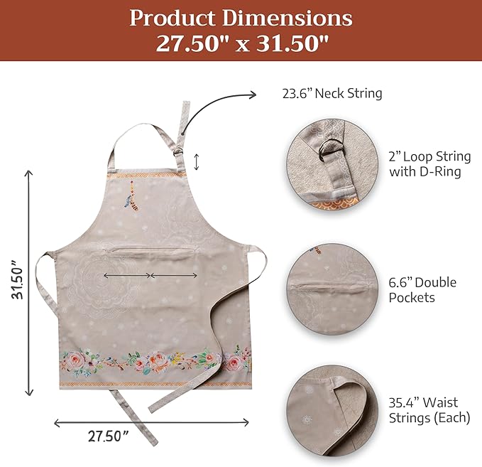 Maison d' Hermine 100% Cotton Apron for women with Pocket Kitchen Chef Apron for Men Cooking Easter Decorations