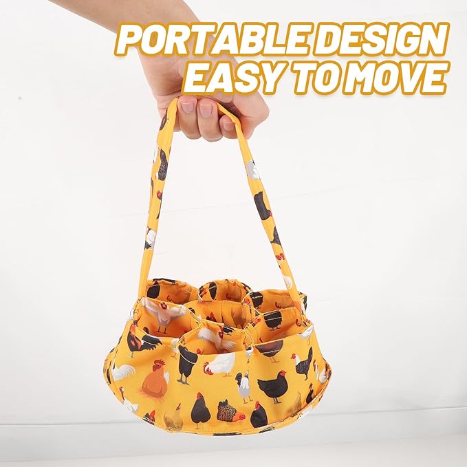 LUOZZY Egg Bag Egg Collecting Basket Canvas Chicken Egg Basket for Gathering Fresh Eggs with 7 Pouches Farmhouse Egg Storage Bag for Chicken Duck Goose Egg