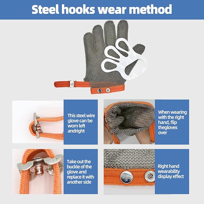 Metal Mesh Gloves - Stainless Steel Mesh Chain Cutting Gloves for Meat and Food Processing