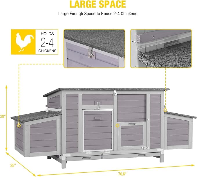 Aivituvin Chicken Coop with Two Nesting Boxes Large Wooden Hen House Outdoor Weatherproof Rabbit Hutch Duck Cage (AIR69)