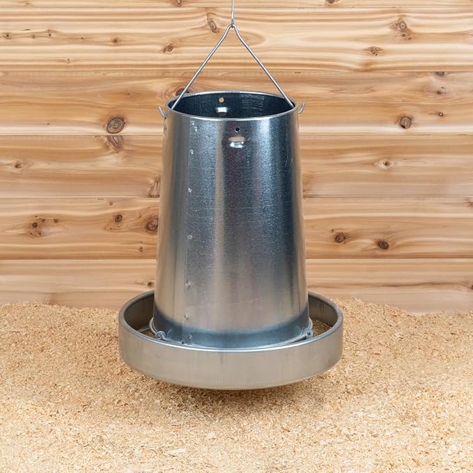 Stromberg's Metal Hanging Poultry Feeders, Galvanized Heavy Duty Steel, Holds 44 lbs Each, Rolled Edges for Safety, Secure Feed Flow Lock, Versatile Use Free Standing or Hanging | 5-Count