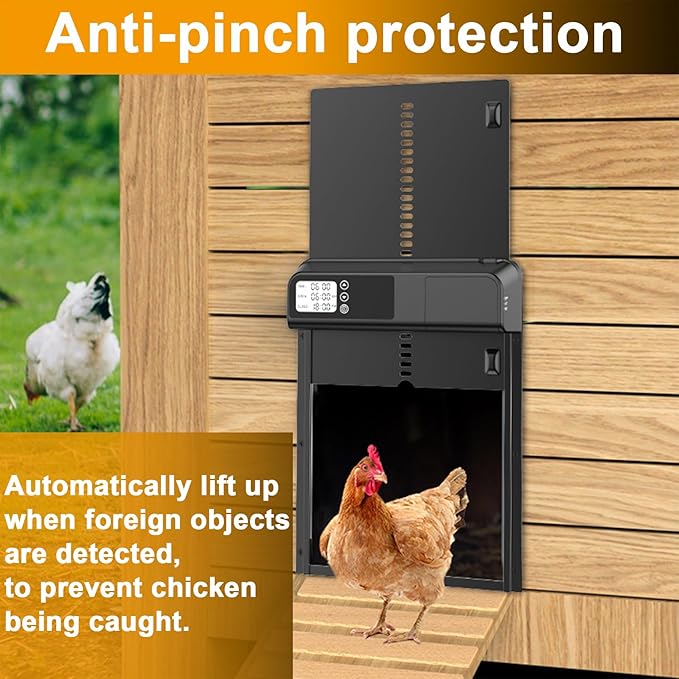 AUTENS Automatic Chicken Coop Door Aluminum Auto Coop Door Opener with Timer Control LCD Display Chicken Coop Door