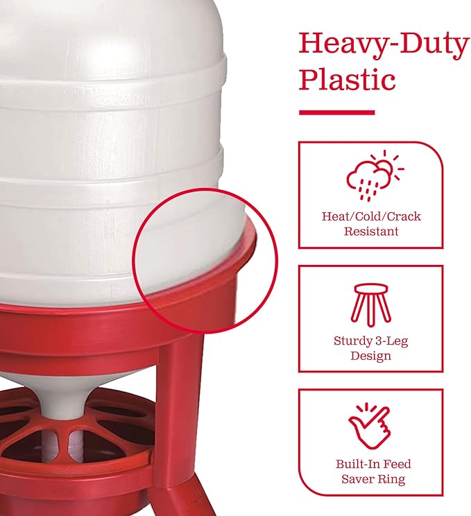 Little Giant Plastic Dome Feeder (60 Lb) Heavy Duty Plastic Gravity Fed Poultry Feed Container Tank (Red) (Item No. DOMEFDR60) (2 Pack)