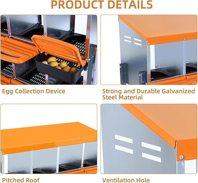 10 Hole Chicken Nesting Boxes - Nesting Boxes Chicken with Roll Away Design & Lid Cover,Easy Egg Collection, Hen Roosting Nest, Durable Poultry Laying Boxes for Hens