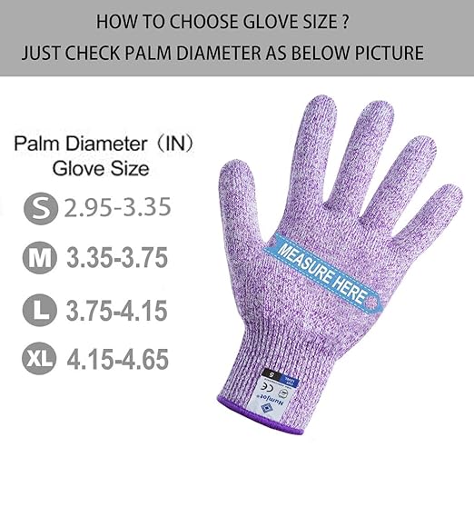 Cutting Gloves, Food Grade Level 5 Protection, Safety Kitchen Cut Gloves for Oyster Shucking, Fish Fillet Processing, Mandolin Slicing, Meat Cutting and Wood Carving. (Violet-Large 1 Pairs)