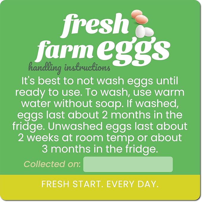 100 Pack Premium Fresh Farm Eggs Handling Instructions Stickers Labels Care Accessories | Egg Blank Cartons 4 6 12 15 18 30 48 50 Count Basket Box Container Storing Extra Organizer -M12SS100