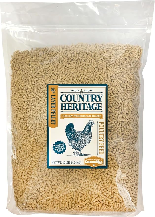 Country Heritage Hen Egg Layer Pellet 10lbs - 16% Protein Chicken Feed for Increased Egg Production & Strong Eggshells, High Protein