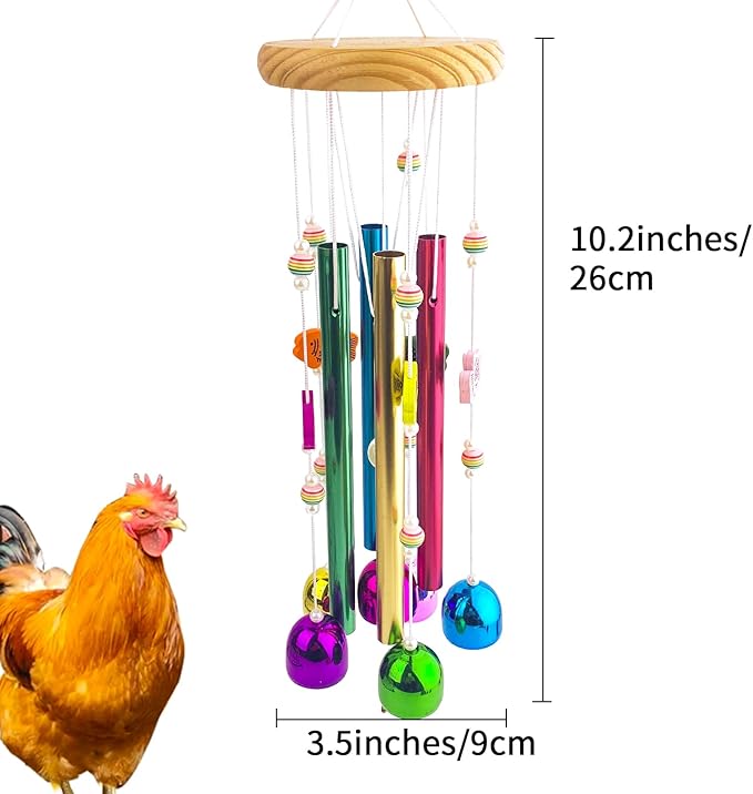 Chicken Toys for Coop, Colorful Chicken Wind Chime Enrichment Toys, Hanging Chick Peck Toy with Bells, Coop Accessories Toy for Hens Chicks Poultry