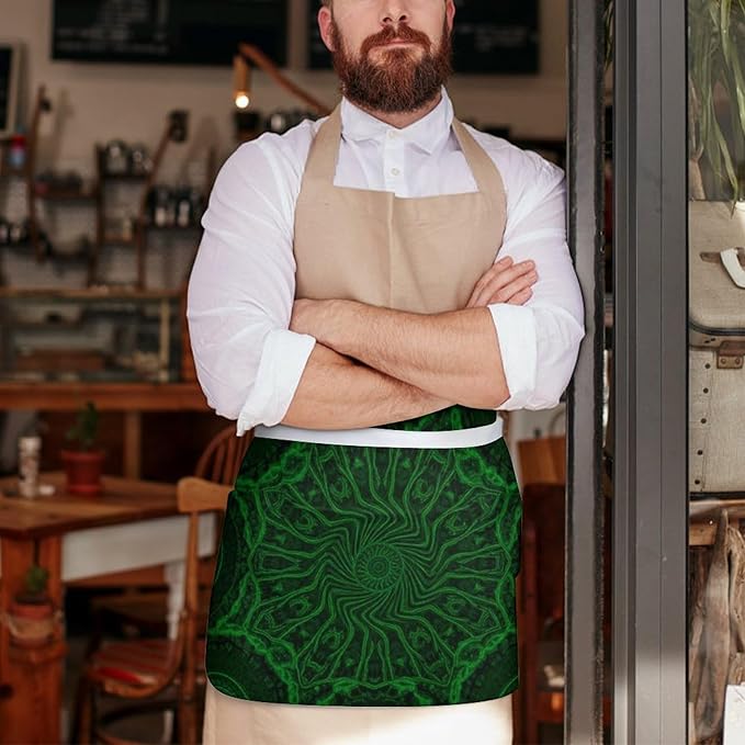 Unisex Apron for Cooking Server Waitress Half Waist Apron with 3 Pockets