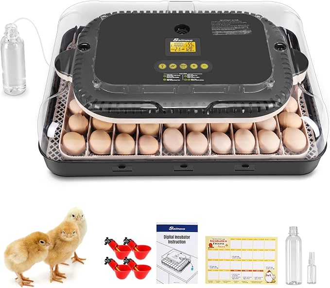 Sailnovo 70 Incubator for Hatching Eggs with Automatic Egg Turning and Auto Humidification, Temperature Control, Egg Candler, Large Incubator for Chicken Eggs, Ducks, Goose, Pigeon and Quail