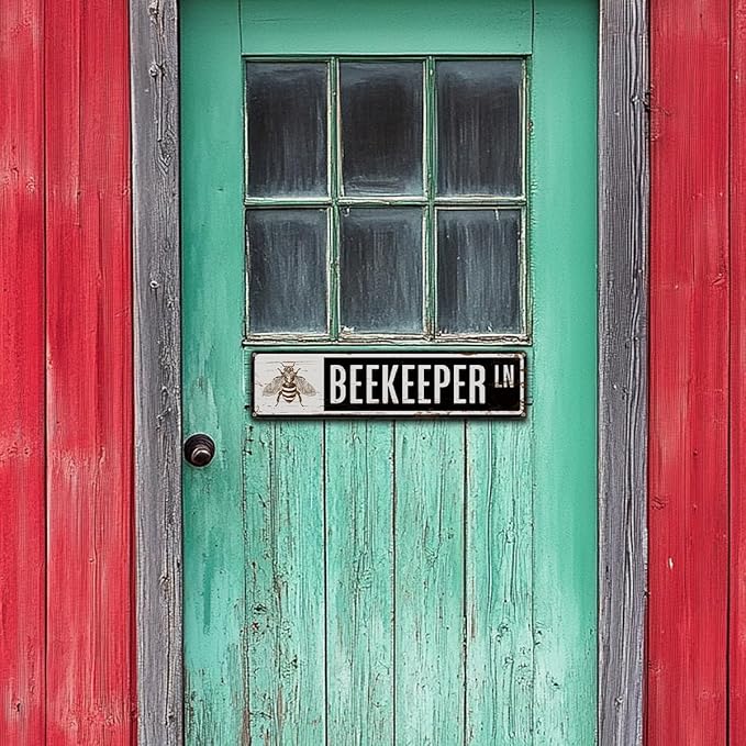 Rustic Apiary Signs, Honey Bee Trail Metal Sign, Funny Bee Signs, Retro Metal Tin Sign, Apis Keeper Decor, Backyard Farm Decor, Outdoor Bee Lover Gifts 15.8x4 Inch