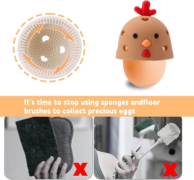 Egg Scrubber for Fresh Eggs, Egg Cleaning Brush, Reusable Cleaning Tools for Fresh Egg Washer, Reusable Egg Cleaner Kit (2 Pack, White, Brown)