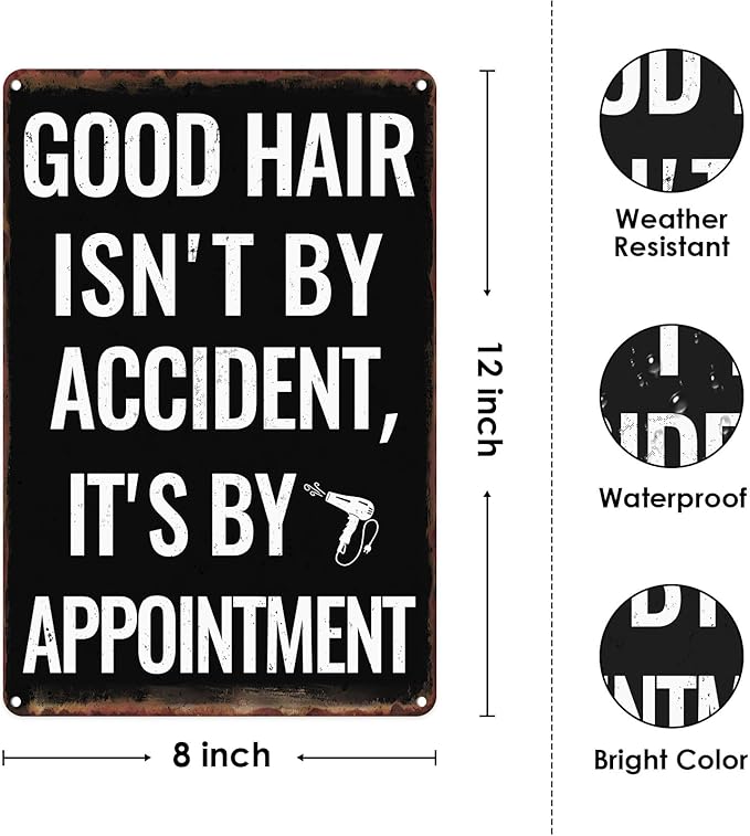 Sanwarm Metal Sign 8X12 Inch, Hair Salon Make An Appointment Vintage Tin Sign Barbershop Wall Decor