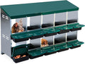 Chicken Nesting Box 10 Compartments - Metal Roll Away Nesting Boxes for Chicken Coop, Egg Collection System, Laying Boxes for Hens with Lid Cover to Protect Eggs, Easy Egg Collection & Clean