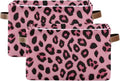 JIPONI Pink Leopard Print Fabric Storage Bins for Shelves, Decorative Storage baskets for organizing, Closet Organizer with Handle for Cloth, Toys, Bedrooms, Farmhouse