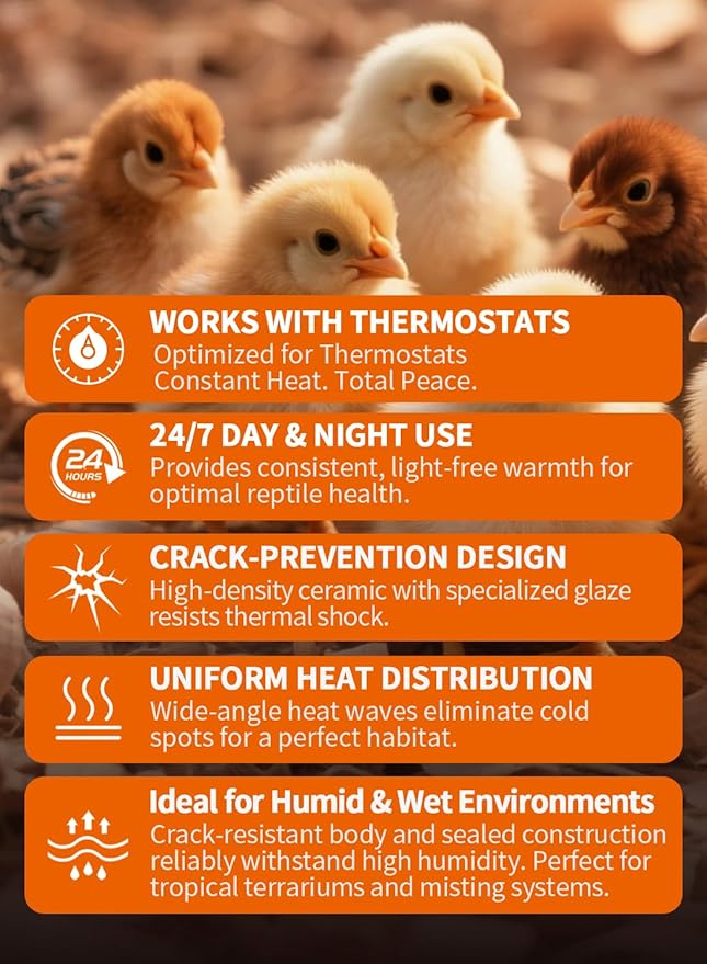 WUHOSTAM 2 Pack 75W Infrared Ceramic Heat Lamp,Black Reptile Emitter Bulb for Pet Coop Heater Chicken Lizard Turtle Brooder Aquarium Snake, No Harm No Light, ETL Listed
