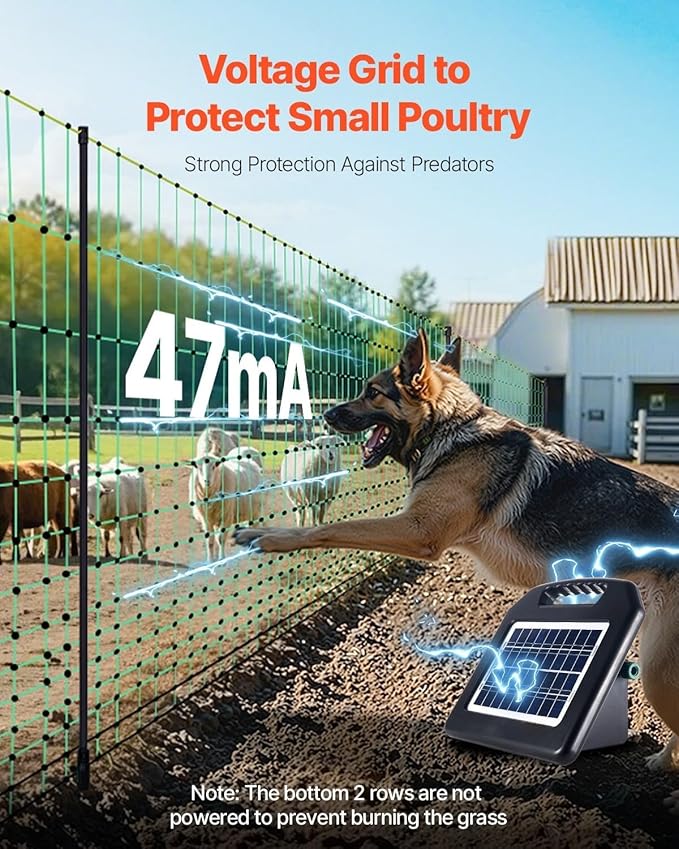 Portable Electric Fencing Net - 35.4" H x 164' L, Double Spike Sheep Netting for Dogs, Hogs, and Deer - Ideal for Backyards, Farms, and Ranches