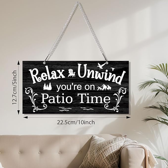 Hotop Patio Decor Patio Sign Decorations Outdoor Metal Porch Wall Decor Rustic Farmhouse Wall Art for Backyard Porch Balcony Gazebo Accessories(10 x 5",Black)