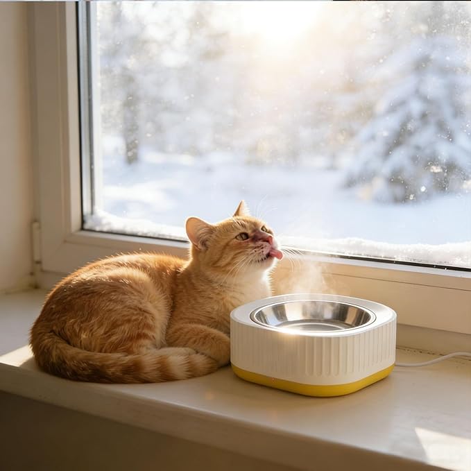 Heated Pet Bowl, Heated Water Bowl for Dogs and Cats Outdoors,Thermostatic Control Pet Heated Bowl for Winter for Dogs, Cats, Chickens, Ducks, Squirrels, Rabbits, Birds, and Animals