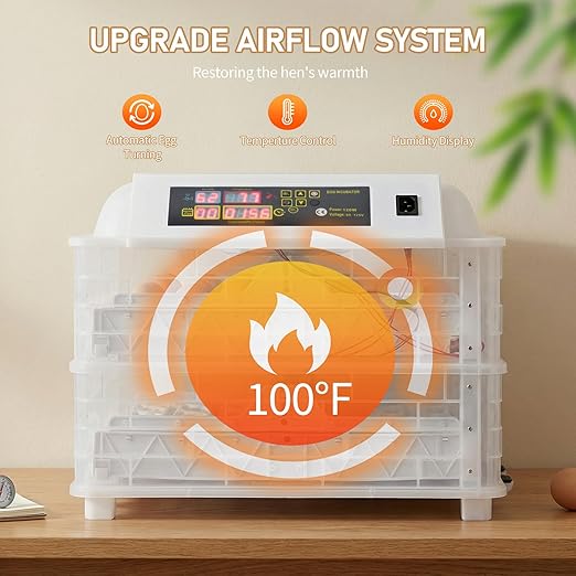 Winado Incubators for Hatching Eggs, 96 Chicken Egg Incubator with Automatic Egg Turning & Temperature Control & Humidity Display & Egg Candler for Duck, Goose, Quail Eggs