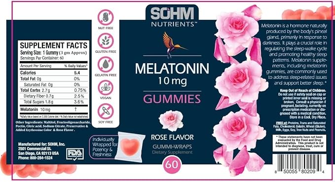 Melatonin Gummies 10 mg -Enhance Sleep Quality-Sleep Support Gummies Vegetarian