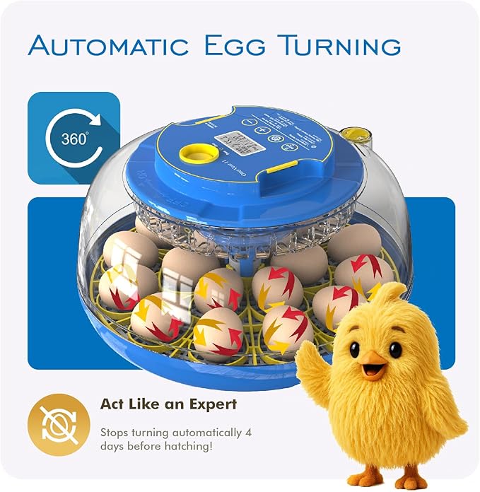 OtterVerz 11 Egg Incubators for Hatching 18-36 Chicken/Quail/Turkey Eggs, 360° View Poultry Incubator with Automatic Egg Turning and Humidity Control, Suitable for Farm, Classroom, Home