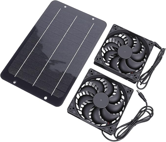 Zerodis Solar Exhaust Fan Ventilation Equipment Kit 7W Monocrystalline Solar Powered Exhaust and Intake Chicken Coop Fan for Outdoor Shed Doghouse Air Circulation and Ventilation