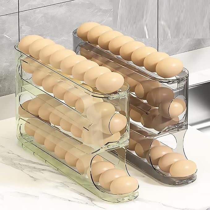 2PCS Stackable Refrigerator Egg Holder - 44 Count Durable Plastic Organizer, Space-Saving Storage Container with Easy Access for Fresh Eggs（transparent）