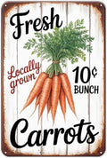 Fresh Carrots Locally Grown 10￠ Bunch Metal Sign Rustic Farm House Aluminum Metal Signs for Garden & Yard Home Decor 8 X 12 inch, Weather Resistant, Waterproof, Durable Ink, Easy to Mount