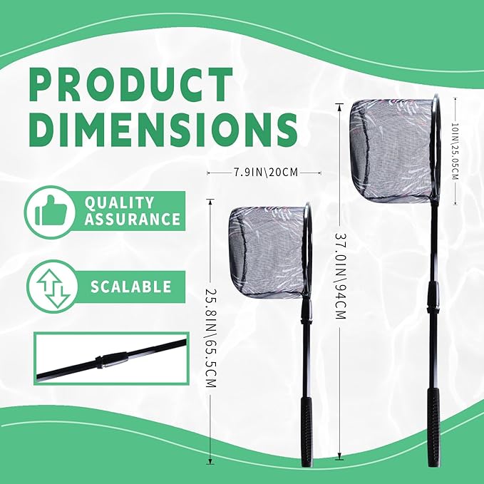 Fishing Net 2 Pack Retractable Lightweight Landing Net with Aluminum Rod Handle Fishing Nets for Youth Catch and Release Butterfly Nets