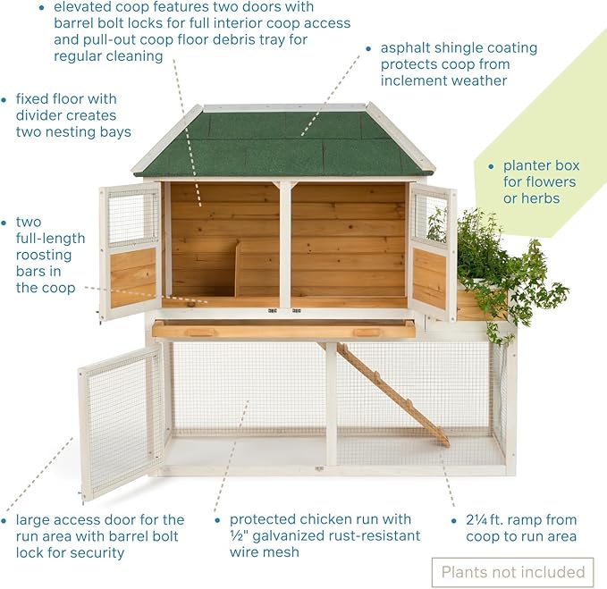 Prevue Pet Products 4701 Chicken Coop with Herb Planter, Natural/White