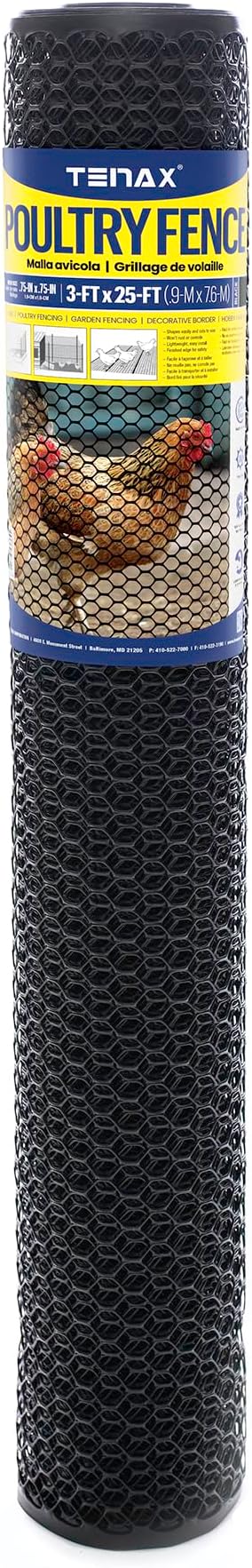 Tenax 2A230090 Poultry Fence 3' x 25' Black Made in USA