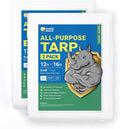GUARD SHIELD Tarp White 12x16 Feet Multi Purpose Waterproof Poly Tarp Cover 5mil (2-Pack)