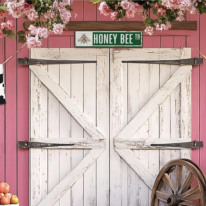 Rustic Apiary Signs, Honey Bee Trail Metal Sign, Honey Bee Signs, Retro Metal Tin Sign, Apis Keeper Decor, Backyard Farm Decor, Apis Keeper Gifts 15.8x4 Inch