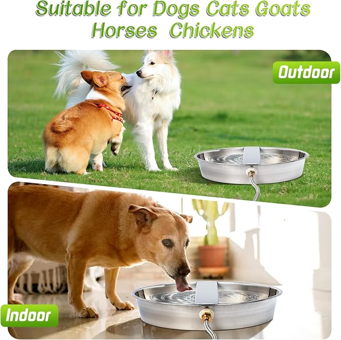 Automatic Water Dispenser for Dogs, Dog Water Bowl Dispenser Large Breed Auto Dog Waterer with Float Valve Outdoor Self Filling Pet Waterer for Pet Cats Dogs Chicken Poultry