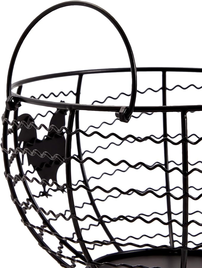 Juvale Egg Holder Countertop Wire Basket - 8.2 x 8.2 x 4.9 in, Black Iron Farmhouse Style - Egg Basket Countertop Organizer for Kitchen Decor & Accessories