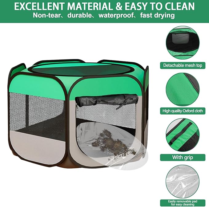 Portable Chicken Coop Chicken Tent with Waterproof Flame Retardant Cloth Bottom for Small Animals Foldable Outdoor Indoor Enclosure Chicken Brooder Pen (Chicken Brooder Tent)