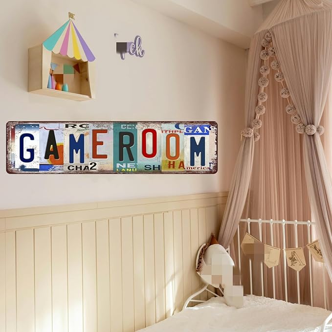 Game Room Decor Vintage Game Room Metal Tin Signs Street Signs Man Cave Home Wall Decor Gaming Wall Decor Boys Room Decor 10-12 Year Old Gamer Accessories 4x16 Inch