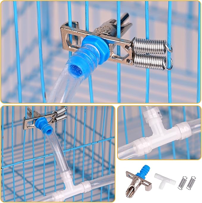 Rabbit Nipple Drinker Kit Automatic Rabbit Watering System Kit Include 12 Drinking Nipple, 23ft Hose, Hole Opener, Barb Valve Fitting to G1/2'' Connector (Blue, 12Pcs)