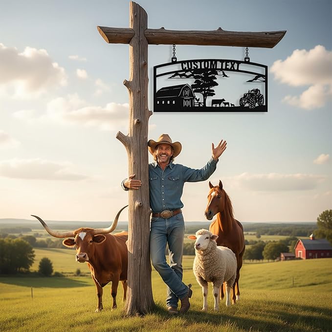 Personalized Metal Farm Signs, Custom Ranch Sign, Customized Farm Metal Signs Outdoor, Custom Large Hanging Family Name Sign for Farms, Ranch, Barn, Farmhouse