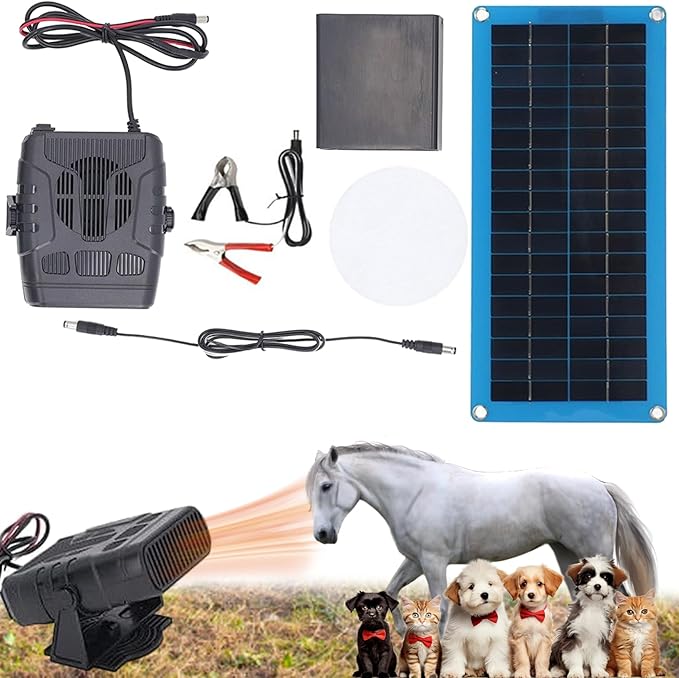 2026 Solar Heater for Chicken Coop, 30W Solar Powered Heater, Chicken Coop Heaters for Winter, Waterproof, SolarS Panel Heaters with Overheating Protection, for Drying Heating Pet House (+Accessory)