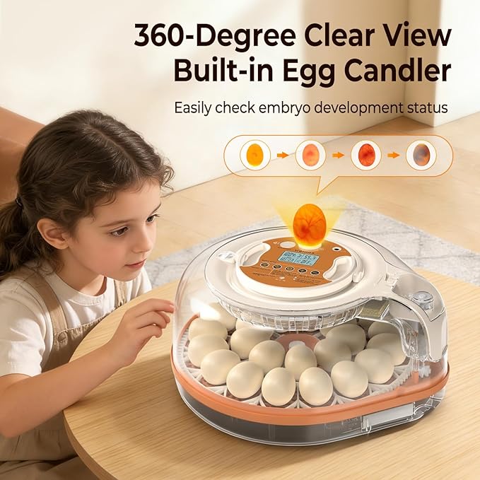 Incubators for Hatching Eggs, Smart Voice Control, 26 Eggs Incubator with Automatic Egg Turning and Humidity Control, LED Egg Candler, Incubation Days Display, for Chicken, Duck, Goose, Bird Eggs