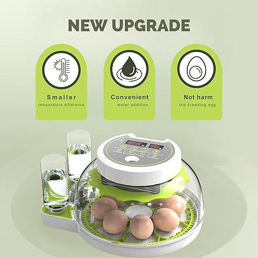 ME JO Egg Incubator for Hatching Eggs with Automatic Egg Turning & Humidity Control – Dual Power Supply Chicken Egg Incubator, Quail, Duck, Reptile Hatchery, Small Digital Smart Incubator (18 Eggs)